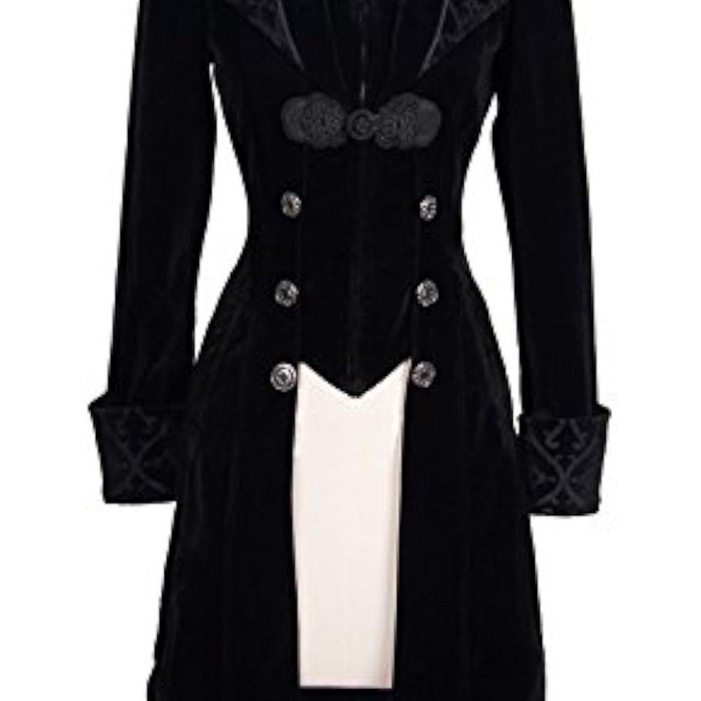Elegant Black Velvet Women's GOTH Coat - Picture 6 of 11